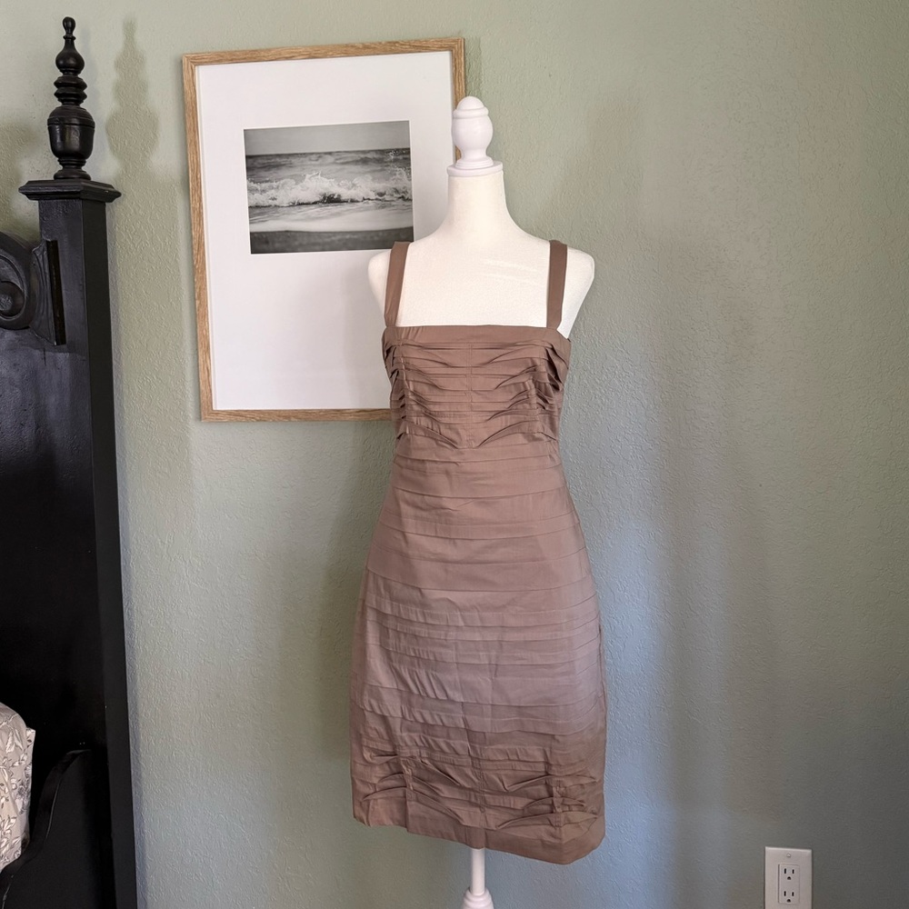 BCBGMaxAzria Brown Ruched Sheath Dress Cocktail